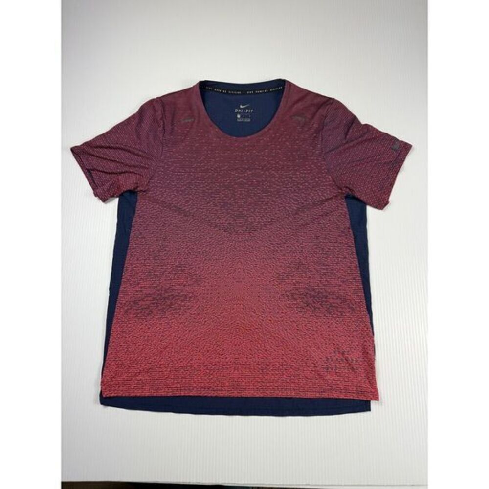 Nike Dri-FIT Running Division Performance T-Shirt Athletic Top Red Navy M